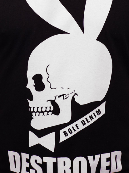 Черна мъжка тениска с принт Bolf 192368