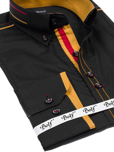 Мъжка елегантна риза с дълъг ръкав черна Bolf 4707