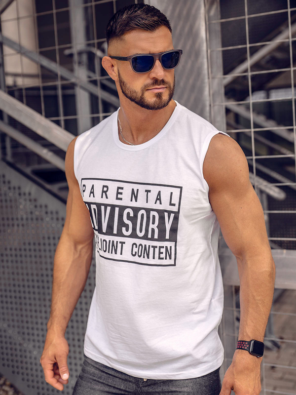 Бяла тениска без ръкави с принт Bolf 14828A