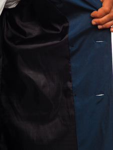 Мъжки светлосин двуреден шлифер с висока яка и колан Bolf 0001