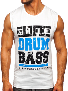 Бял мъжки потник с принт Bolf 14810